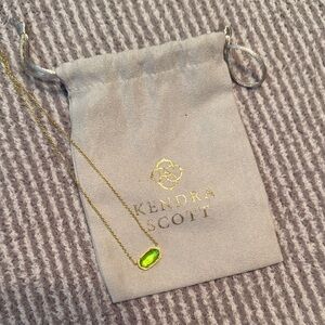 Kendra Scott Gold Necklace with Green Pendant